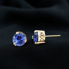 5 Carat Lab Created Blue Sapphire Solitaire Stud Earrings