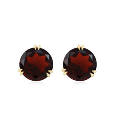 8 MM Garnet Solitaire Stud Earrings in Double Prong Setting