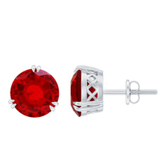 4.7 Carat Lab Grown Ruby Stud Earrings For Women