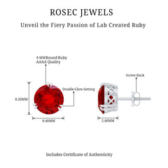 4.7 Carat Lab Grown Ruby Stud Earrings For Women