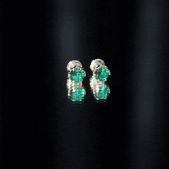 Lotus Basket Set 1.6 Carat Lab Created Emerald Solitaire Stud Earrings