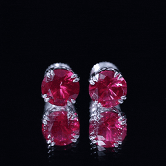 Lab Created Ruby Stud Earring in Double Claw Prong Setting