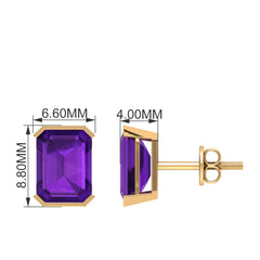 6X8 MM Octagon Cut Amethyst Solitaire Stud Earrings For Women