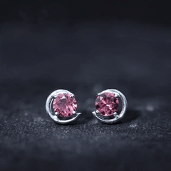 Genuine 1 Carat Pink Tourmaline Solitaire Stud Earrings