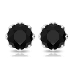Solitaire 6MM Lab Created Black Diamond Stud Earrings in Decorative Setting