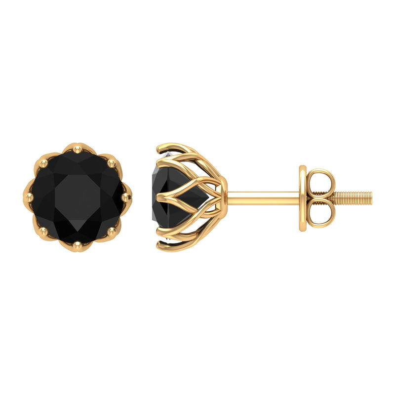 Solitaire 6MM Lab Created Black Diamond Stud Earrings in Decorative Setting