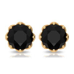 Solitaire 6MM Lab Created Black Diamond Stud Earrings in Decorative Setting