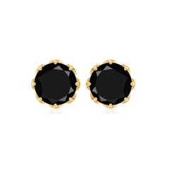 Natural 7mm Black Onyx Earrings with Screw Back