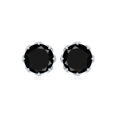 Genuine 7mm Black Spinel Stud Earrings with Screw Back