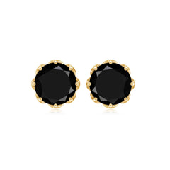 Genuine 7mm Black Spinel Stud Earrings with Screw Back
