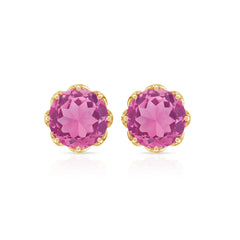 Natural 2.4 Carat Pink Tourmaline Solitaire Earrings with Screw Back