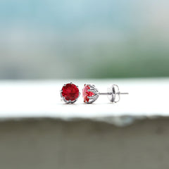 6MM Decorative Created Ruby Solitaire Stud Earrings