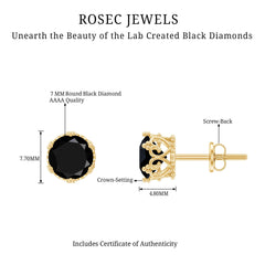 Vintage Lab Created Black Diamond Stud Earrings For Women