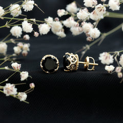 Vintage Lab Created Black Diamond Stud Earrings For Women