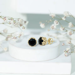 Vintage Lab Created Black Diamond Stud Earrings For Women