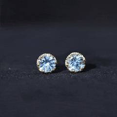 1.5 Carat Genuine Aquamarine Crown Stud Earrings
