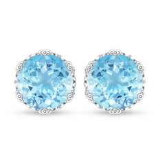 1.5 Carat Genuine Aquamarine Crown Stud Earrings