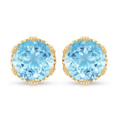 1.5 Carat Genuine Aquamarine Crown Stud Earrings