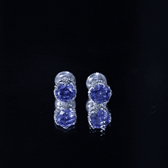 2 CT Created Blue Sapphire Solitaire Crown Stud Earrings