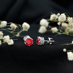 2.7 Carat Lab Created Ruby Solitaire Stud Earrings