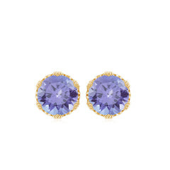 Natural 1 Carat Tanzanite Crown Stud Earrings with Screw Back