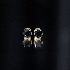 2.4 Carat Round Cut Black Onyx Solitaire Stud Earrings