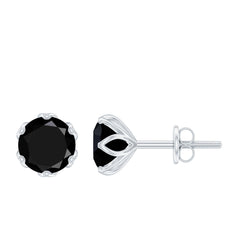 2.4 Carat Round Cut Black Onyx Solitaire Stud Earrings