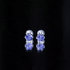 1 Carat Round Cut Tanzanite Solitaire Stud Earrings for Women