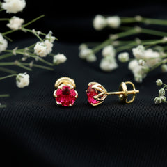 2.7 Carat Round Cut Lab Created Ruby Stud Earrings for Women