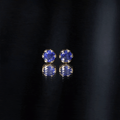 2 Carat Round Cut Lab Created Blue Sapphire Solitaire Stud Earrings