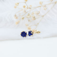 2 Carat Round Cut Lab Created Blue Sapphire Solitaire Stud Earrings