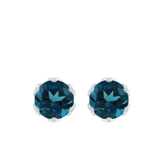 Natural 2.7 Carat London Blue Topaz Stud Earrings