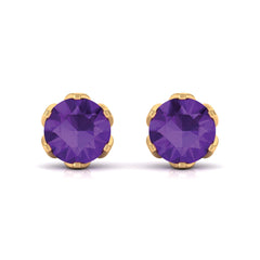 1.50 CT Martini Set Amethyst Solitaire Stud Earrings For Women
