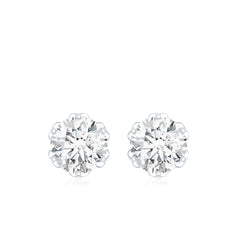 Moissanite Solitaire Stud Earrings in Lotus Basket Setting