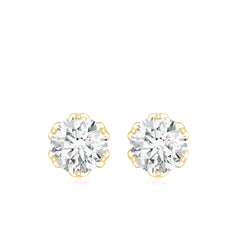 Moissanite Solitaire Stud Earrings in Lotus Basket Setting