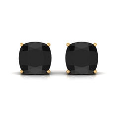 Natural 8mm Cushion Cut Black Onyx Earrings with Screw Back