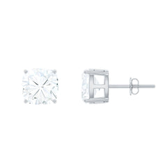 Certified 6 Carat Cushion Cut Moissanite Stud Earrings