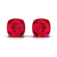 7.5 CT Created Ruby Solitaire Stud Earring in 4 Prong Setting