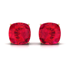 7.5 CT Created Ruby Solitaire Stud Earring in 4 Prong Setting