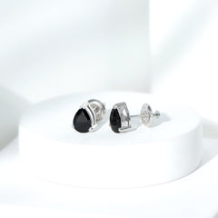 2 Carat Pear Shape Black Onyx Solitaire Stud Earrings