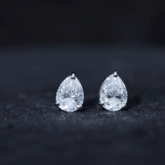 Solitaire Pear Cut Moissanite Stud Earrings