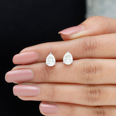 Solitaire Pear Cut Moissanite Stud Earrings