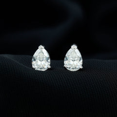 Solitaire Pear Cut Moissanite Stud Earrings