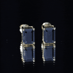 3.36 Carat Lab Created Black Diamond Emerald Cut Stud Earrings