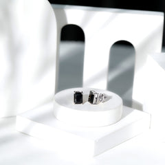 3.36 Carat Lab Created Black Diamond Emerald Cut Stud Earrings