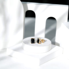 3.36 Carat Lab Created Black Diamond Emerald Cut Stud Earrings