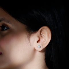 6 MM Round Shape Moissanite Stud Earrings in Crown Setting