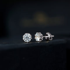 Certified Brilliant Cut 2 CT Moissanite Solitaire Stud Earrings