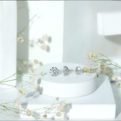 Certified Brilliant Cut 2 CT Moissanite Solitaire Stud Earrings