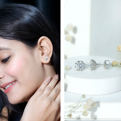 Certified Brilliant Cut 2 CT Moissanite Solitaire Stud Earrings